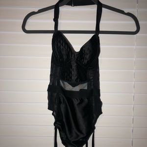 Halter black lingerie corset (side zip) By VS